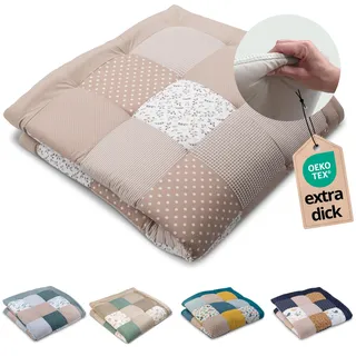 ULLENBOOM Krabbeldecke für Baby 140x140 cm - Dick und weich gepolstert | Außenmaterial: 100% Baumwolle, Alle Materialien OEKO-TEX zertifiziert, Made in EU, Schadstoffgeprüft und waschbar