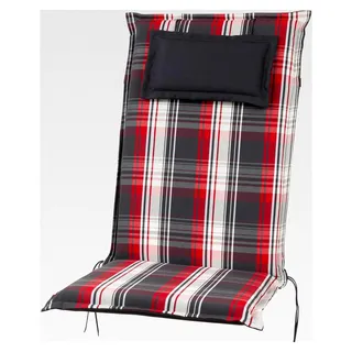 Hochlehner Auflage Donau rot-anthrazit kariert 119x50x7 cm - Rot, Grau