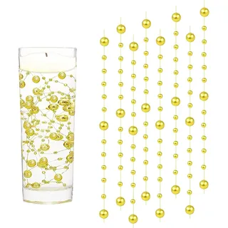 GEFIRE 18 Stück Goldene Wasserperlen Schwimmkerzen Schwimmende Perlen Schwimmende Kerzen Schwimmkerzen für Vase Wasserflaschenfüller 1,2 M Hochzeit Tischdekoration
