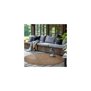 Outdoor Teppich Wetterfest Terrasse Balkon Garten Küchenteppich Einfarbiges Design Flachgewebe Sisal Look Waschbarer Teppich Verschiedene Große : 160 X 160 cm , Farbe : Braun - Braun