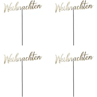 Deko-Schriftzug CREATIV DECO "Weihnachtsdeko", gold (goldfarben), B:22cm H:24cm, Metall, Dekofiguren, Deko-Schriftzug, zum Stecken