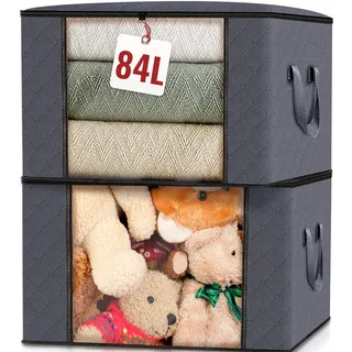 edihome edihome, Aufbewahrungstasche, (2 Stück), Kleideraufbewahrung, Kleiderschrank organizar, Unterbett Aufbewahrungsbox, Klappbar (Dunkelgrau, 2 Packung)