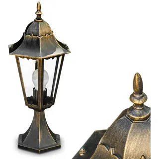 HOFSTEIN Sockelleuchte Hongkong, Außenwegeleuchte aus Metall/Glas in Braun/Goldfarben/Klar, Wegelampe im Antik/Landhaus/Vintage/Retro-Design für Garten, Außenbereich, Hof, Höhe 49 cm, E27, IP44