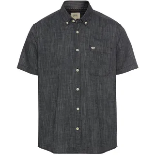 Kurzarmhemd CAMEL ACTIVE, Herren, Gr. XL, N-Gr, blau (schwarz navy), Web, Obermaterial: 100% Baumwolle, meliert, unifarben, regular fit hüftbedeckend, Rundhals, Hemden Kurzarmhemd, mit Button-Down-Kragen und Brusttasche