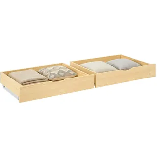 Homestyle4u Bettschubkasten Natur 173 x 63 , Braun , Holzwerkstoff , Schlafzimmer, Betten, Bettgestelle- Einzelteile, Bettkästen
