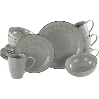 Creatable Kombiservice , Grau , Keramik , 16-teilig , 300 ml,400 ml , lebensmittelecht, stapelbar , Geschirr, Geschirrsets, Kombiservice