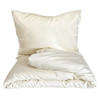 Bettwäsche Lyocell™ Lyocell Iballa creme, Größe: Set 70 x 90 cm + 140 x 200 cm - Beige