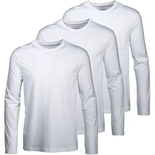 Man's World Langarmshirt, Langarm, unifarben, aus Baumwolle, im 3er-Pack, weiß