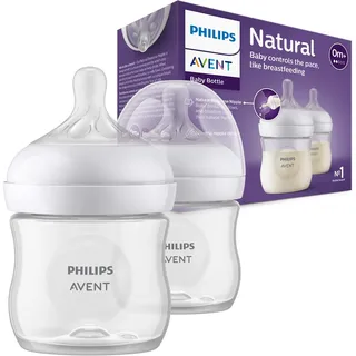 Philips Avent Flasche Natural mit Responsivschnuller 125ml, 2 Stück (Modell SCY900/02)