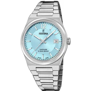 Festina Swiss Made Damen Armbanduhr Edelstahl 316L Silber - Quarzwerk - Saphirglas hoher Widerstand - Wasserdicht 10 ATM - Datum F20035/7
