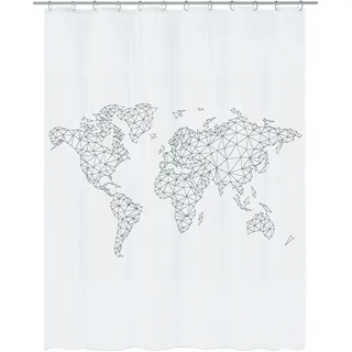 Kleine Wolke Reiselust Duschvorhang PEVA Schwarz, 180x200 cm