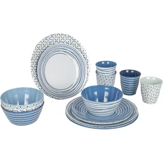 Bo-Camp - Geschirr - 100% Melamin - 16 Stück - Mix & Match - Blau