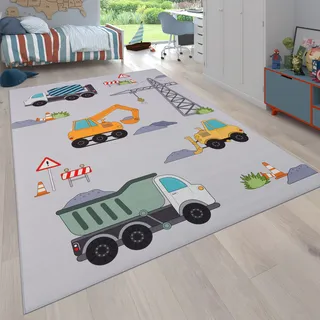 Paco Home Kinderteppich »Bino 579«, rechteckig, 4 mm Höhe, Spielteppich, Motiv Autos & Baustelle, Kinderzimmer Paco Home Grau B: 160 cm   1 St.