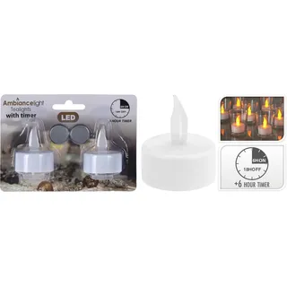 Satz von 2 Teelicht Led Timer Kerzen - Weiß
