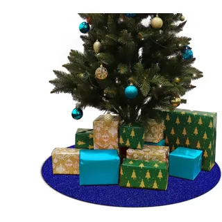 Primaflor Weihnachtsbaum Unterlage GLIMMER - Rund - Blau - Ø 30cm - B1 Tannenbaumdecke, Decke für Weihnachtsbäume - Tannenbaum Bodenmatte - Blau