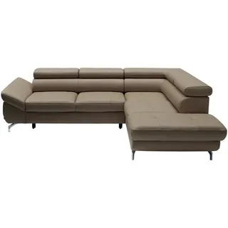 Novel Ecksofa , Haselnussfarben , Leder , Echtleder , Rindleder , Ottomane rechts, L-Form , 270x220 cm , Lederauswahl, seitenverkehrt erhältlich, Hocker erhältlich, Rücken echt , Wohnzimmer, Sofas & Couches, Wohnlandschaften, Ecksofas mit Schlaffunktion