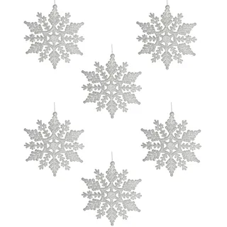 Weihnachtsbaumdekoration - 6 Packung Glitzer Schneeflocken - 54423 Weiß