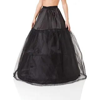 HIMRY® Reifrock Petticoat 3 Ring verstellbar, Underskirt Unterrock, Gr. N für Gr. 34 bis Gr.40, Krinoline Schwarz, KXB-005 Black
