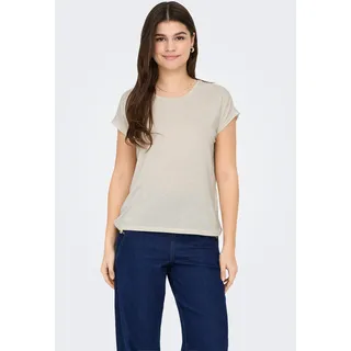 Kurzarmshirt ONLY "ONLCLAUDIA S/S GLITTER STRIPE TOP JRS", Damen, Gr. XS, cloud dancer detail:gold lurex stripe, Jersey, Obermaterial: 81% Viskose, 11% Elasthan, 8% metallisierte Fasern, Glanzfaden, unifarben, regular fit normal, Rundhals, Shirts Kurzarmshirt