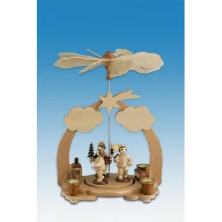 Pyramide 3 Engel und Geschenke natur Höhe 23cm NEU Weihnachtspyramide Erzgebirge