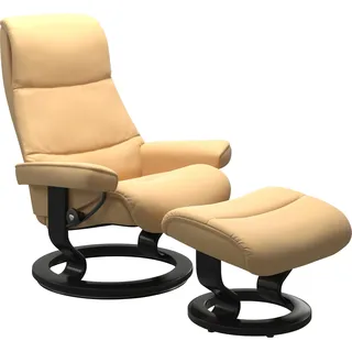 Fußhocker STRESSLESS "View", gelb, B:57cm H:40cm T:47cm, Hocker, Fußhocker, mit Classic Base,Gestell Schwarz