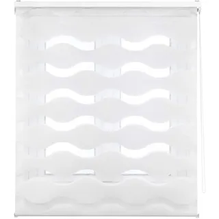 Blindecor Lira Wellen – Doppelrollo Tag und Nacht, Gebrochenes Weiß, 120 x 180cm (Breite x Höhe)