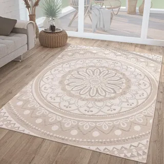 TT Home In-& Outdoorteppich Wetterfest Garten Orientalisches Marokkanisches Boho Design Größe 200x280 cm - Beige