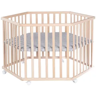Roba Laufgitter 6-eckig, roba Style grau , Naturfarben , Holzwerkstoff , Sechseckig , 118.5x72.5x103.5 cm , Babymöbel & Kindermöbel, Babyzimmer, Laufgitter