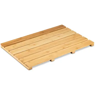 Relaxdays Bambus Badematte, 54 x 36 cm, rutschfeste Duschmatte für Badewanne, Dusche, Sauna, Indoor & Outdoor, Natur