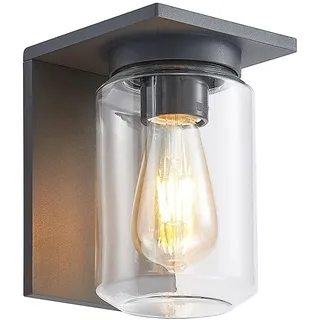 Lucande Wandlampe außen Aluminium Temperglas, Wandleuchte aussen Außenleuchte IP54 Außenlampe 1x E27 ohne Leuchtmittel Außenwandleuchten Garten