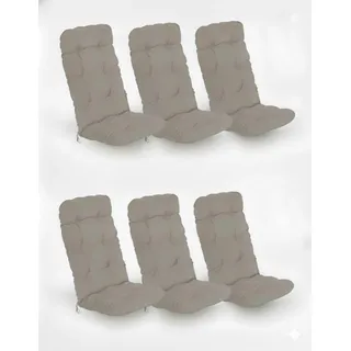 Beautissu 6er Set Hochlehner Auflagen Flair HL, 120x50x8cm, Hellgrau - Hellgrau