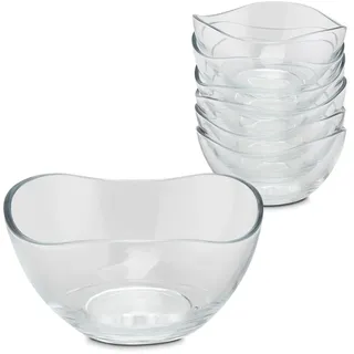 Peill+Putzler Schalenset 7-teilig - Transparente Glasschalen, stapelbar & spülmaschinengeeignet - 1 große Schale (21 cm), 6 kleine Schalen (12 cm) - Ideal für Salat, Snacks & Desserts