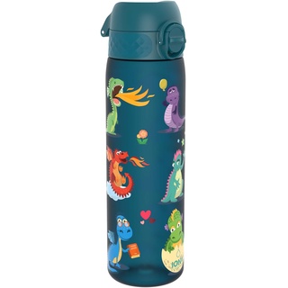 ion8 Trinkflasche 500 ml Auslaufsicher Einhandöffnung Sichere Verriegelung Spülmaschinenfest BPA-frei Tragegriff Klappdeckel Leicht zu Reinigen, Klimaneutral, Drachen
