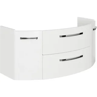 Sadena Waschtischunterschrank , Chromfarben, Weiß Hochglanz , Metall , 2 Schubladen , 116.3x49.2x46 cm , Made in Germany , Zusatzausstattung erhältlich, hängend, Typenauswahl , Badezimmer, Badmöbelsets & Badmöbelserien, Badmöbelserien