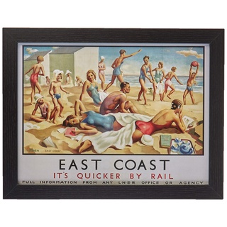 Pyramid International East Coast (Beach) Gerahmter Kunstdruck Kuriositäten, Mehrfarbig, 30 x 40 x 1,3 cm