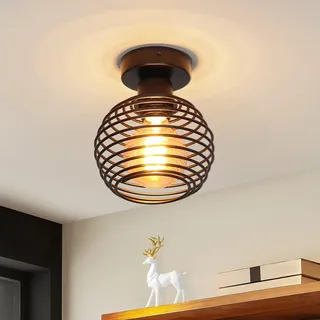 ZMH Deckenlampe Vintage Deckenleuchte Flur Schwarz E27 Fassung Flurlampe | Metall Lampenschirm Schlafzimmerlampe Industrial Küchenlampe max.40W Deckenbeleuchtung für Balkon Gang Schlafzimmer