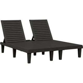 Doppel-Sonnenliege Schwarz 155x138x83 cm Polypropylen - Schwarz