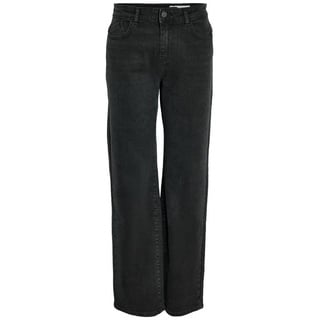 Noisy May Damen Denim Jeans Hose Wide Leg Mid Waist Stretch Pants NMYOLANDA, Farben:Schwarz-2, Größe:29W / 30L, Beinlänge:L30