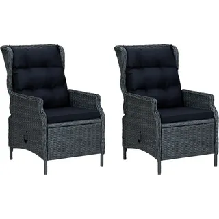 vidaXL 9-tlg. Garten-Essgruppe mit Auflagen Poly Rattan Dunkelgrau - Grau