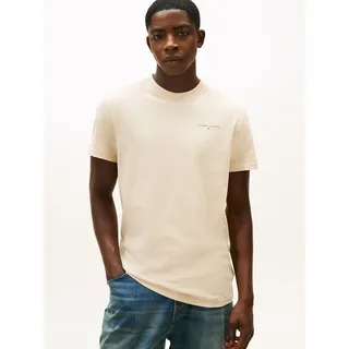 T-Shirt TOMMY JEANS "TJM SLIM LINEAR CHEST TEE EXT", Herren, Gr. 3XL, beige (gulf sand), Single Jersey, Obermaterial: 100% Baumwolle, regular fit normal, Rundhals, eingesetzt abgesteppte Kante, Shirts T-Shirt, Mit Rundhalsausschnitt