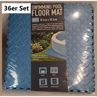 NEU Set Poolunterlage Poolmatte Schutzmatte Spielmatte für Garten Fitness Arbeit - blau - 38,5cm X 1cm X 38,5cm