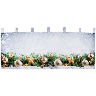 Mojawo X-Mas Gardine Scheibengardine Weihnachten Fenstergardine LED 45x120cm