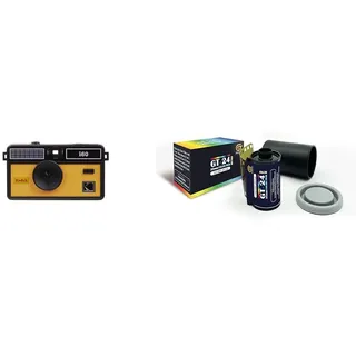 KODAK i60 DA00258 - Appareil Photo réutilisable 35 mm – Retro-Stil, Fokusfrei, Flash intégré, Appuyez et Flash Pop-up - Gelb + GT Photo Retro Farbfilm 35mm - 24 Aufnahmen