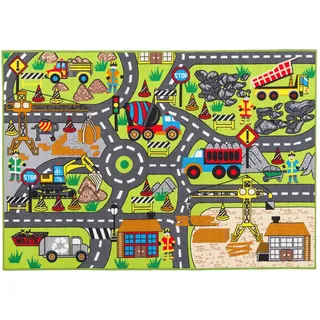 Pergamon Strassenteppich Beidseitig Baustelle Play City , Textil , 133x190 cm , Teppiche und Böden, Teppiche, Kinderteppiche