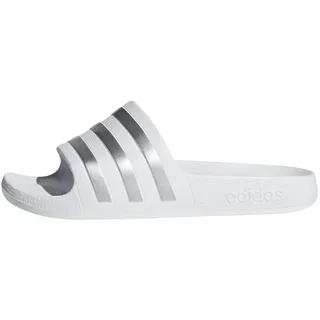 adidas Adilette Aqua K Badeschuhe Badelatsche Weiss Silber F35555, Größe:EUR 38 - UK 6
