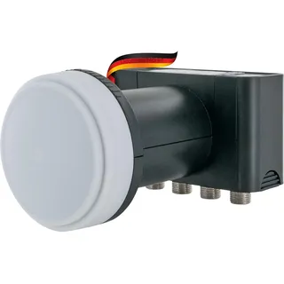 SCHWAIGER [ Test SEHR GUT Quad LNB 4fach digital HD 4K für 4 Teilnehmer mit Wetterschutz F-Anschluss DVB-S DVB-S2 SAT Empfänger wetterfest für Satellitenschüssel SAT-Empfang