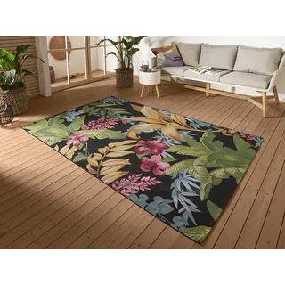 Hanse Home Tropical Flowers In- & Outdoor Teppich – Flachgewebe Aussenteppich, Jungel Blumen Flower Florales Design, ÖKO-TEX Wetterfest & UV-beständig für Balkon, Terrasse, Garten – Bunt, 80x165cm