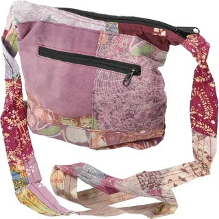GURU SHOP Boho Schultertasche, Patchwork Tasche - Pink/rot, Unisex - Erwachsene, 25x23x15 cm