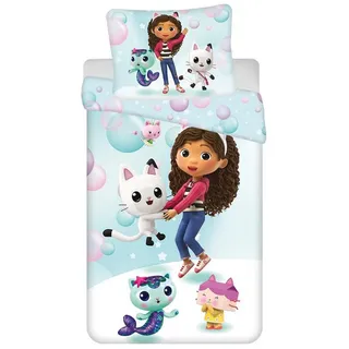 Jerry Fabrics Gabby's Dollhouse Bettbezug und Kissenbezug für Einzelbett Set 140 x 200 + 70 x 90 cm Öko Tex aus Polyester mit Reißverschluss