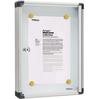 ARREGUI PAN52 Schaukasten aus Aluminium für 1 DIN A4 Blatt | Rostfreier Schaukasten | Magnetischer Infokasten mit Schlüssel | Infoboard | Infotafel | 8 Magnete inkl. | 40 x 30 x 5 cm | silber